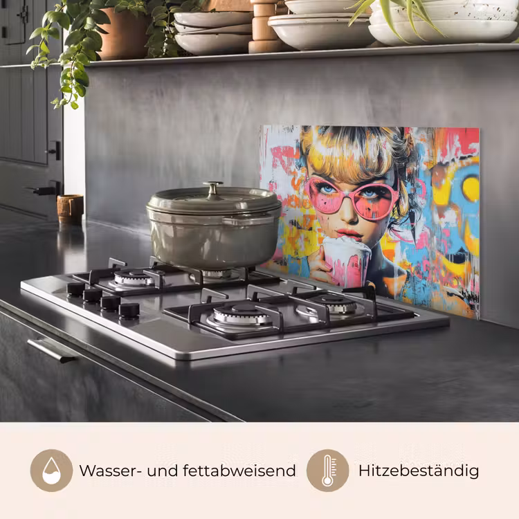 Expressief - Milkshake - Vrouw - Felle kleuren keuken achterwand spatscherm klein -usp_DE