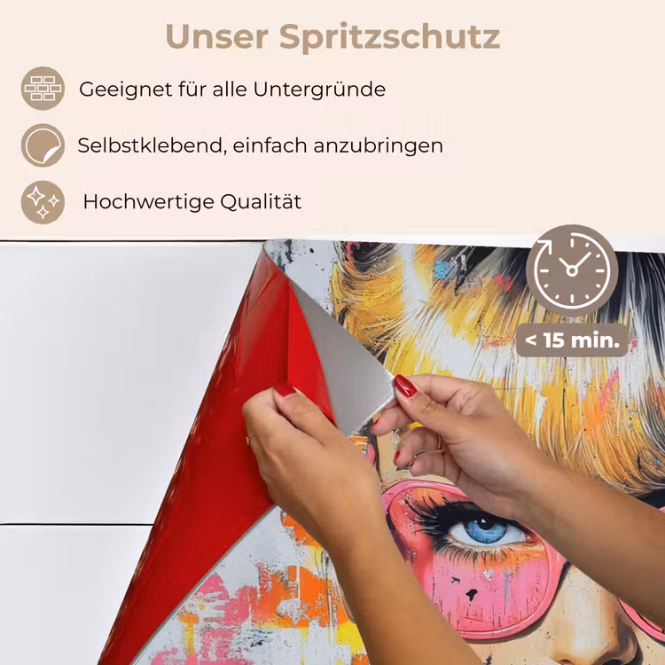 Expressief - Milkshake - Vrouw - Felle kleuren keuken achterwand spatscherm klein -spatscherm_DE