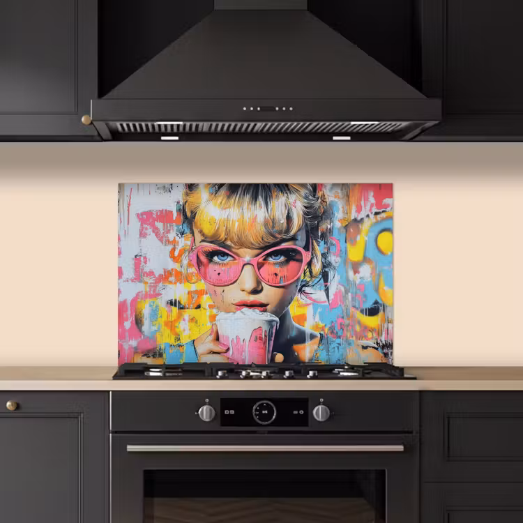 Expressief - Milkshake - Vrouw - Felle kleuren keuken achterwand spatscherm klein -sfeer1