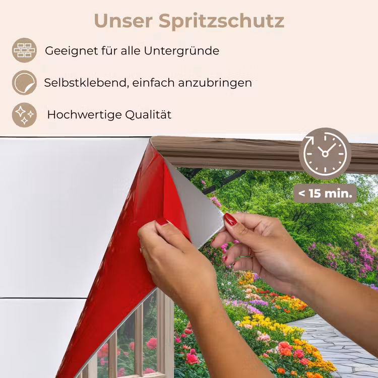Doorkijk - Bloemen - Tuinpad - Natuur - Raam keuken achterwand spatscherm klein -spatscherm_DE