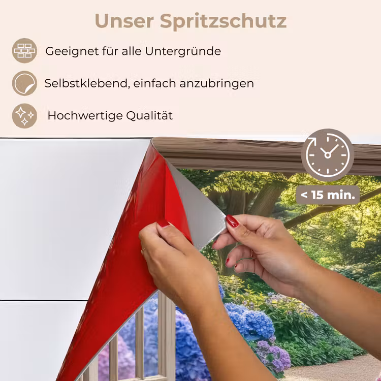 Doorkijk - Tuin - Raam - Hortensia - Bloemen keuken achterwand spatscherm klein -spatscherm_DE