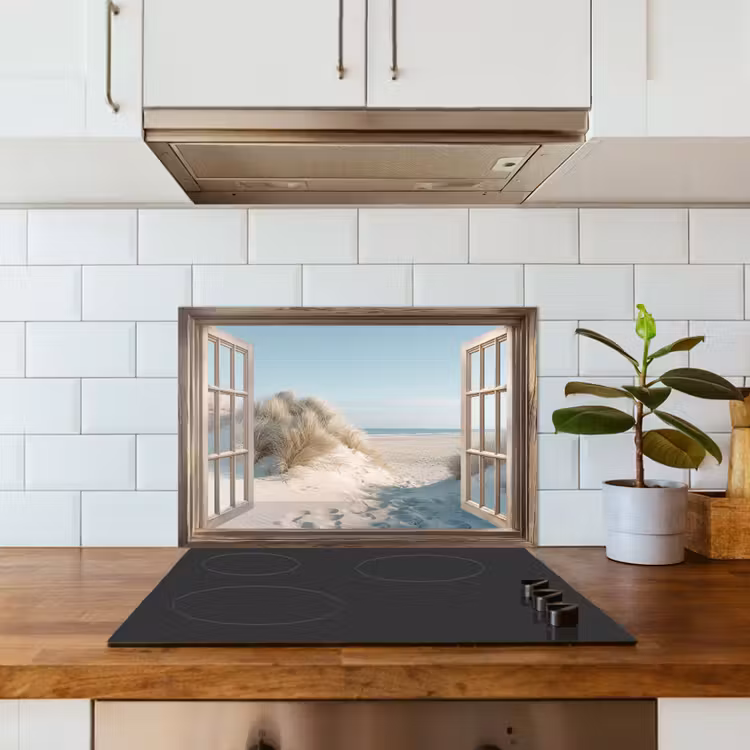 Doorkijk - Helmgras - Duinen - Zee - Landschap keuken achterwand spatscherm klein -sfeer2