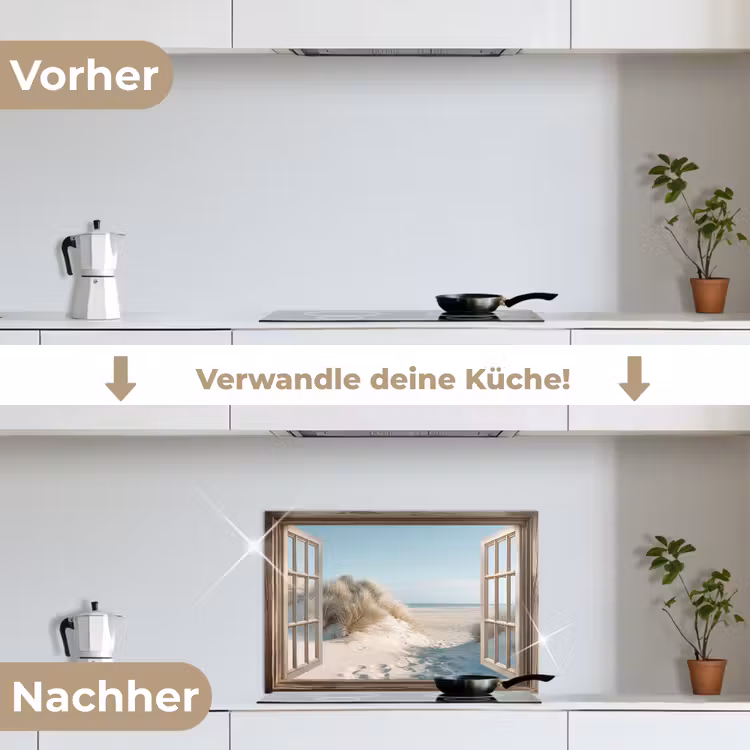 Doorkijk - Helmgras - Duinen - Zee - Landschap keuken achterwand spatscherm klein -voor_na_DE