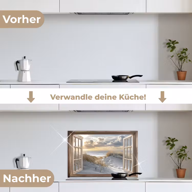 Doorkijk - Strand - Duinen - Zee - Natuur keuken achterwand spatscherm klein -voor_na_DE
