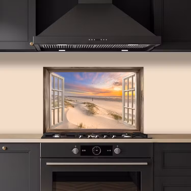 Doorkijk - Strand - Duinen - Natuur - Landschap keuken achterwand spatscherm klein -sfeer1