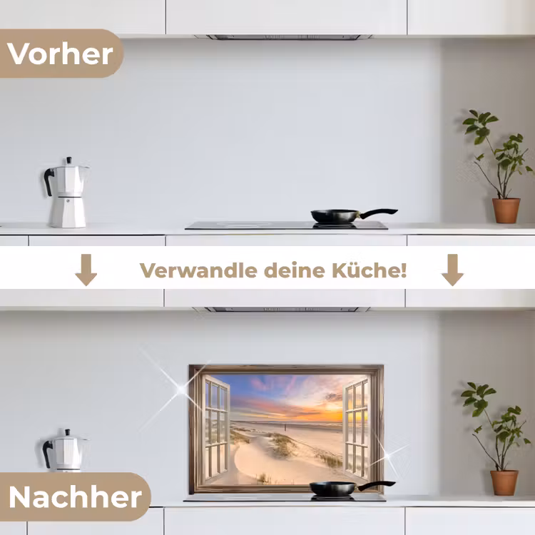 Doorkijk - Strand - Duinen - Natuur - Landschap keuken achterwand spatscherm klein -voor_na_DE