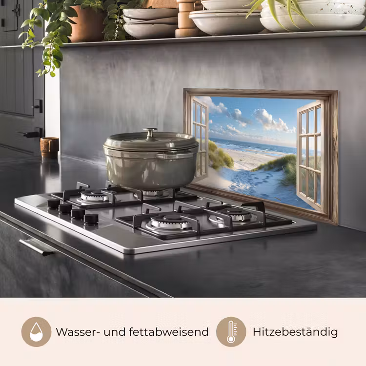 Doorkijk - Strand - Raam - Duinen - Zee keuken achterwand spatscherm klein -usp_DE