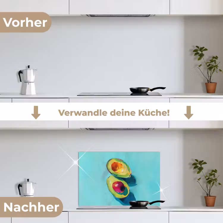 Avocado - Groen - Pit - Schaduw keuken achterwand spatscherm klein -voor_na_DE