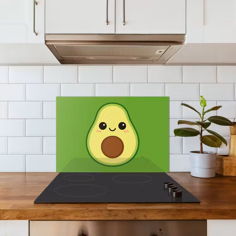 Avocado - Groen - Speels keuken achterwand spatscherm klein -sfeer2