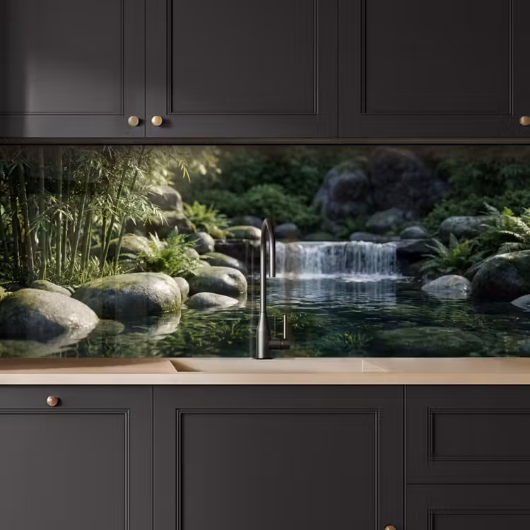 Beek - Waterval - Natuur - Groen keuken achterwand 2 middel -sfeer1