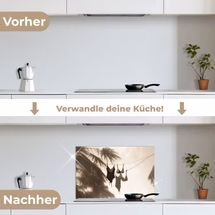 Badkleding - Palmbomen - Schaduw - Tropisch keuken achterwand spatscherm klein -voor_na_DE