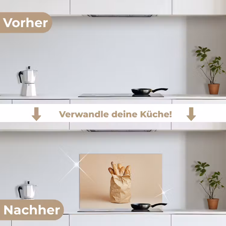 Baguette - Brood - Stokbrood - Beige keuken achterwand spatscherm klein -voor_na_DE