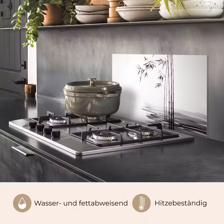 Bamboestammen - Water - Minimalistisch - Wit keuken achterwand spatscherm klein -usp_DE