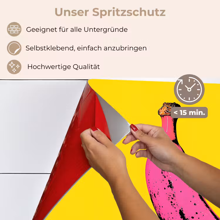 Banaan - Grafisch - Geel keuken achterwand spatscherm klein -spatscherm_DE