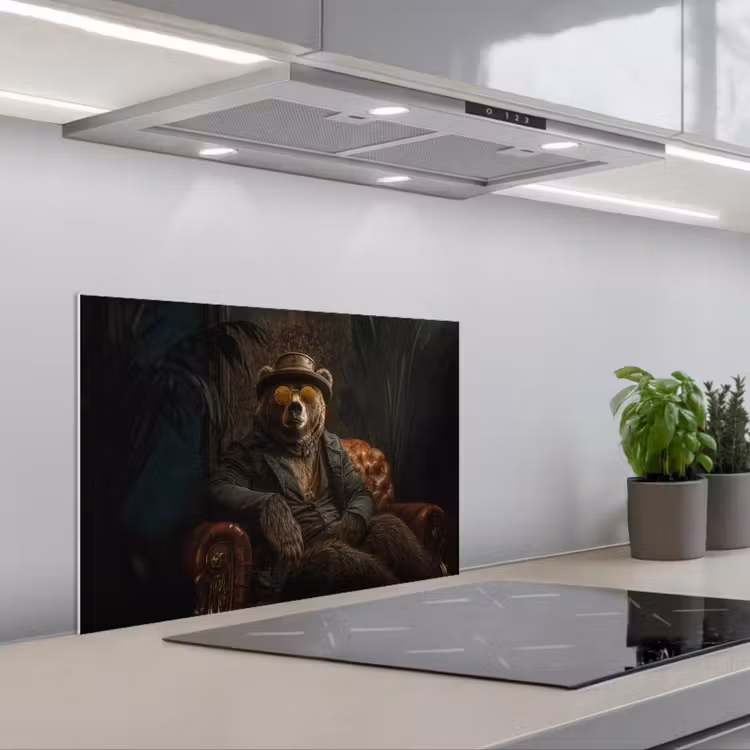 Beer - Bruin - Pak - Hoed keuken achterwand spatscherm klein -3d_schuin