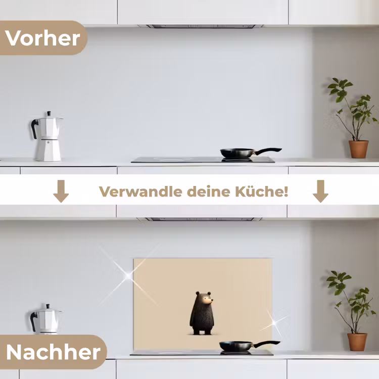 Beer - Donkerbruin - Minimalistisch keuken achterwand spatscherm klein -voor_na_DE