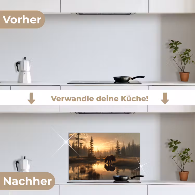 Beer - water - Bos - Ochtendlicht keuken achterwand spatscherm klein -voor_na_DE