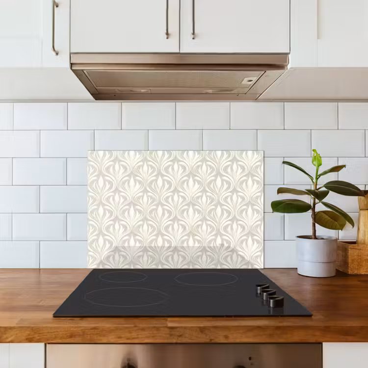 Barok - Patroon - Beige keuken achterwand spatscherm klein 900 -sfeer2