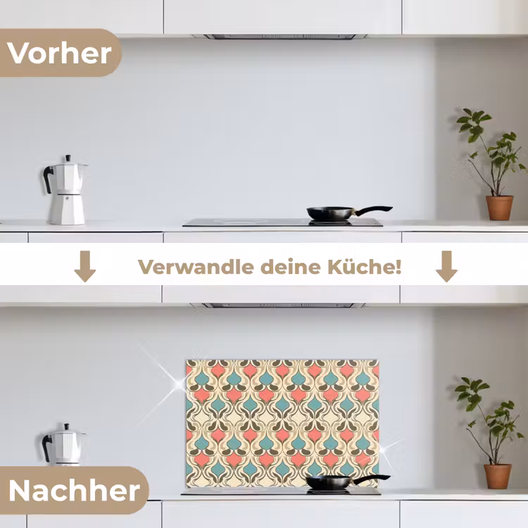 Barok - Retro - Kleurrijk keuken achterwand spatscherm klein 900 -voor_na_DE