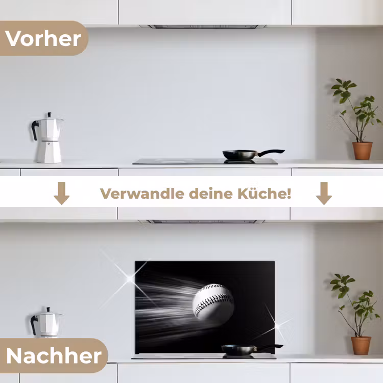 Honkbal - Wit - Vliegt keuken achterwand spatscherm klein -voor_na_DE