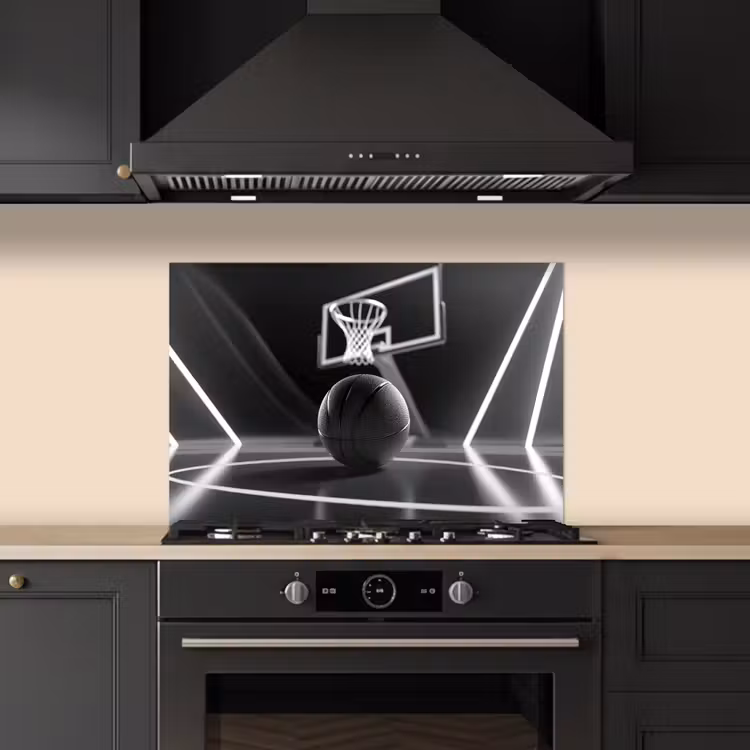 Basketbal - Basketbalveld - Lichtlijnen keuken achterwand spatscherm klein -sfeer1