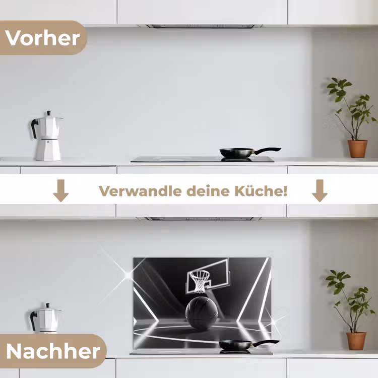 Basketbal - Basketbalveld - Lichtlijnen keuken achterwand spatscherm klein -voor_na_DE