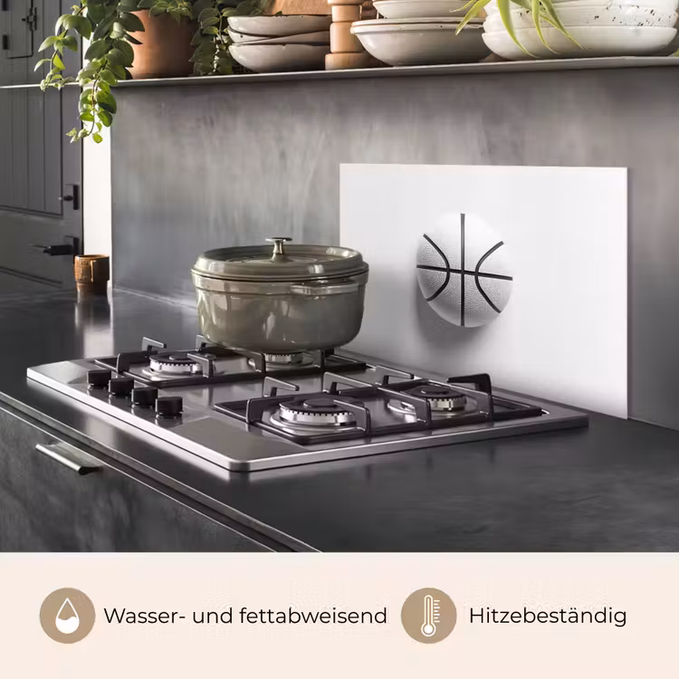 Basketbal - Wit - Schaduw - Lijnen keuken achterwand spatscherm klein -usp_DE