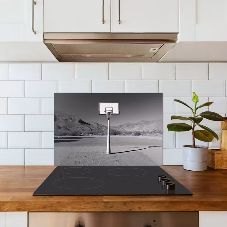 Basketbalpaal - Landschap - Zand - Wit keuken achterwand spatscherm klein -sfeer2