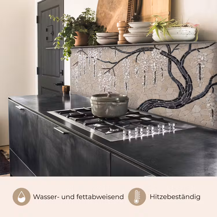 Boom - Bloemen - Mozaïek - Kunst - Wit keuken achterwand 2 middel -usp_DE