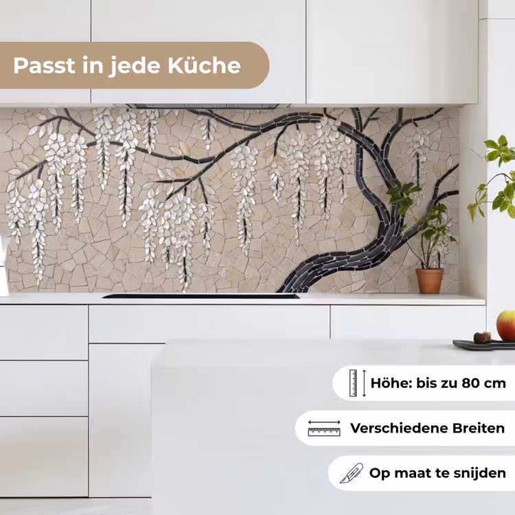 Boom - Bloemen - Mozaïek - Kunst - Wit keuken achterwand 2 middel -sfeer4_DE