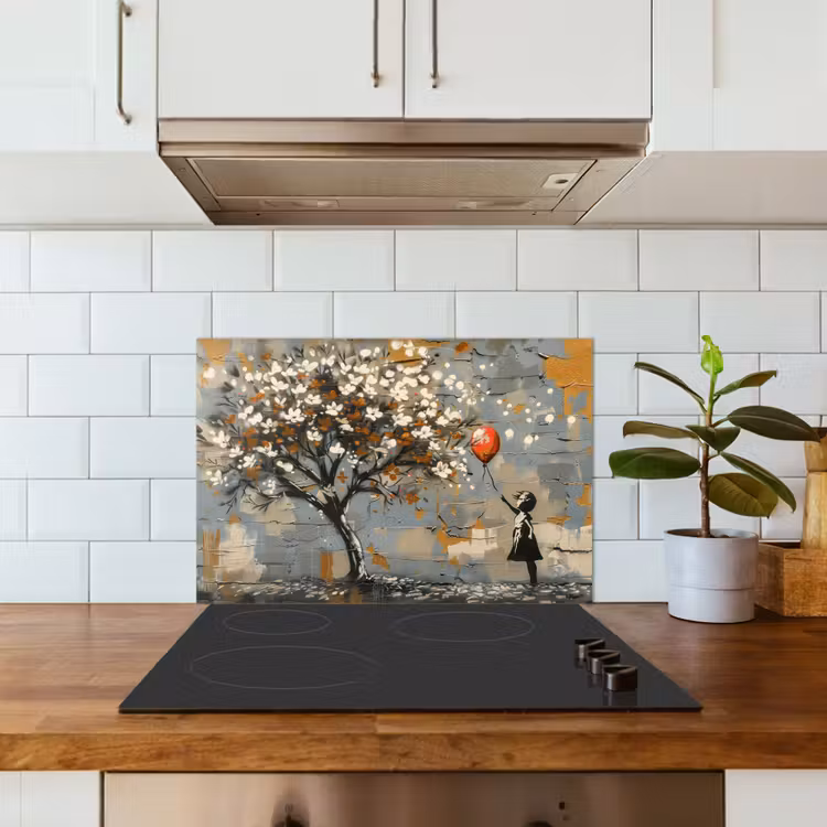 Boom - Graffiti - Banksy Style - Balloon Girl keuken achterwand spatscherm klein -sfeer2