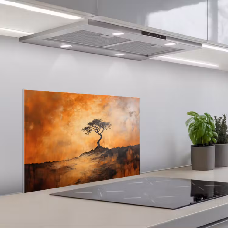 Boom - Landschap - Oranje keuken achterwand spatscherm klein -3d_schuin