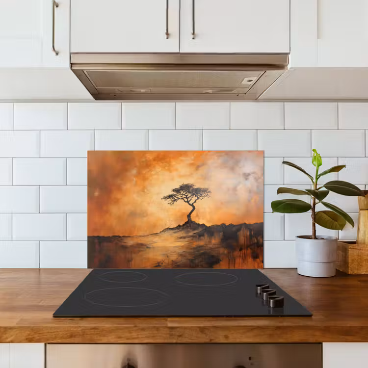 Boom - Landschap - Oranje keuken achterwand spatscherm klein -sfeer2
