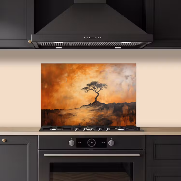 Boom - Landschap - Oranje keuken achterwand spatscherm klein -sfeer1