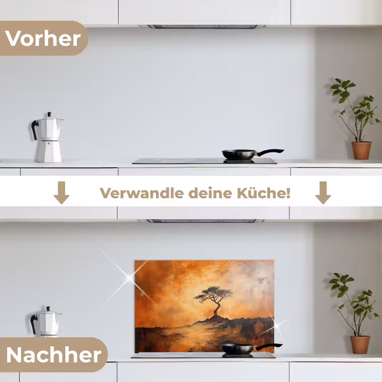 Boom - Landschap - Oranje keuken achterwand spatscherm klein -voor_na_DE