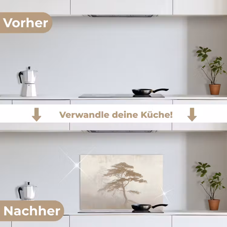 Boom - Oosterse stijl - Landschap keuken achterwand spatscherm klein -voor_na_DE