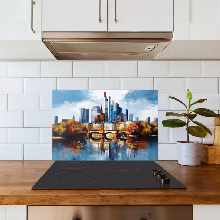 Bomen Frankfurt- Stad - Skyline - Brug keuken achterwand spatscherm klein -sfeer2