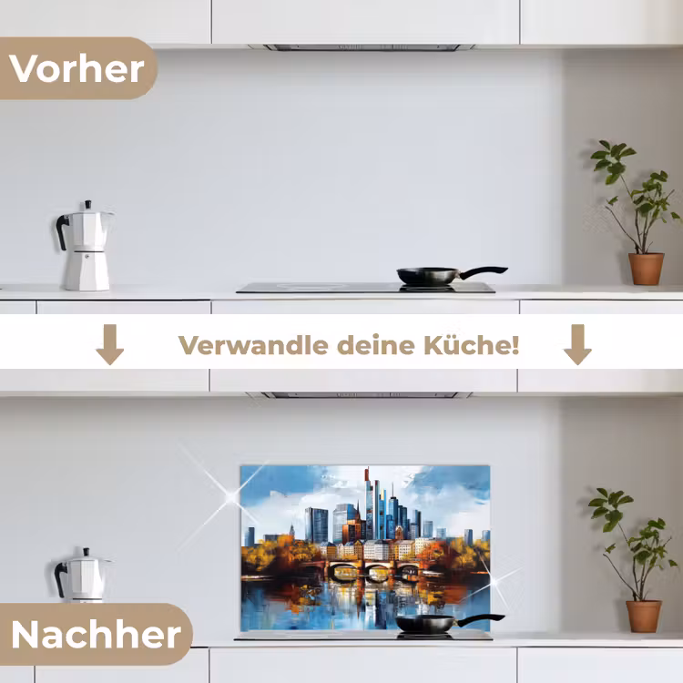 Bomen Frankfurt- Stad - Skyline - Brug keuken achterwand spatscherm klein -voor_na_DE