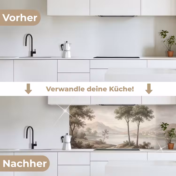 Bomen - Meer - Bergen - Illustratie keuken achterwand 2 middel -voor-na_DE