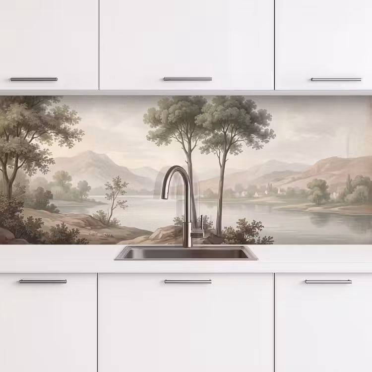 Bomen - Meer - Bergen - Illustratie keuken achterwand 2 middel -3d