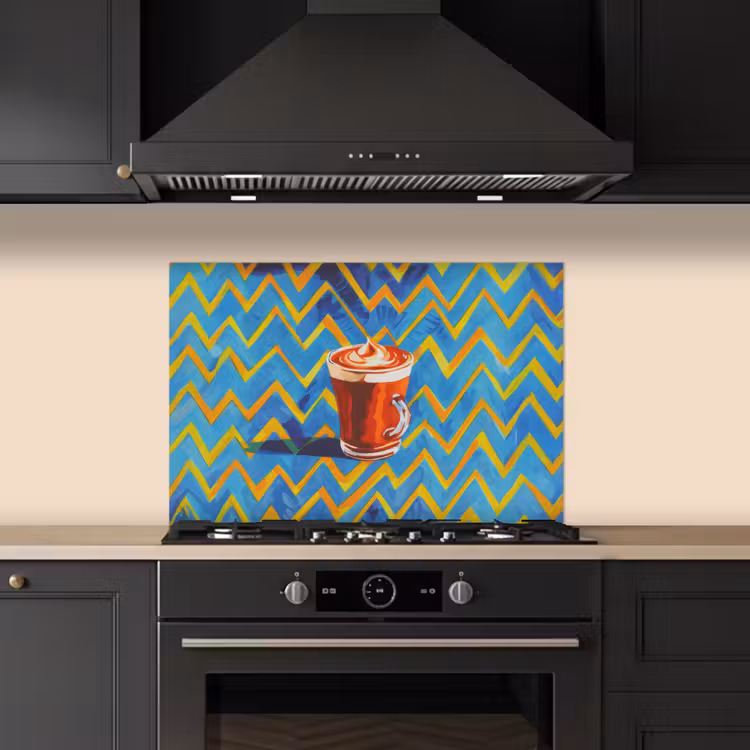 Mok - Koffie - Zigzag - Slagroom keuken achterwand spatscherm klein -sfeer1