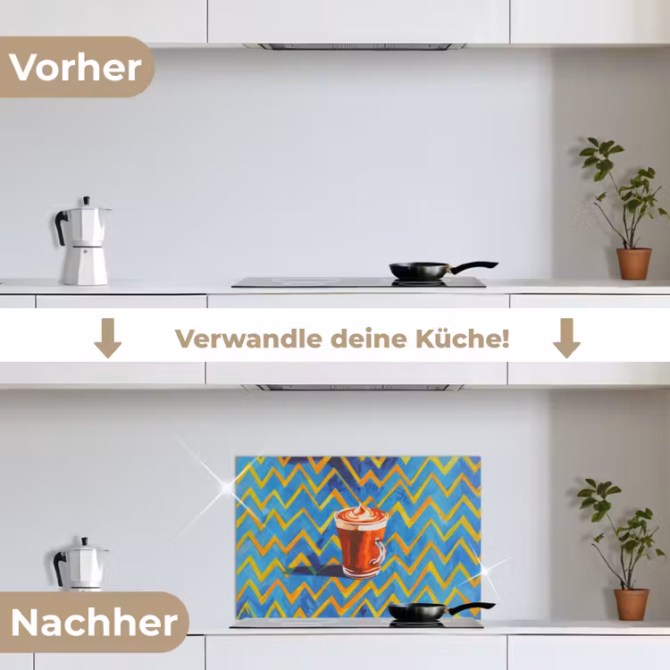 Mok - Koffie - Zigzag - Slagroom keuken achterwand spatscherm klein -voor_na_DE