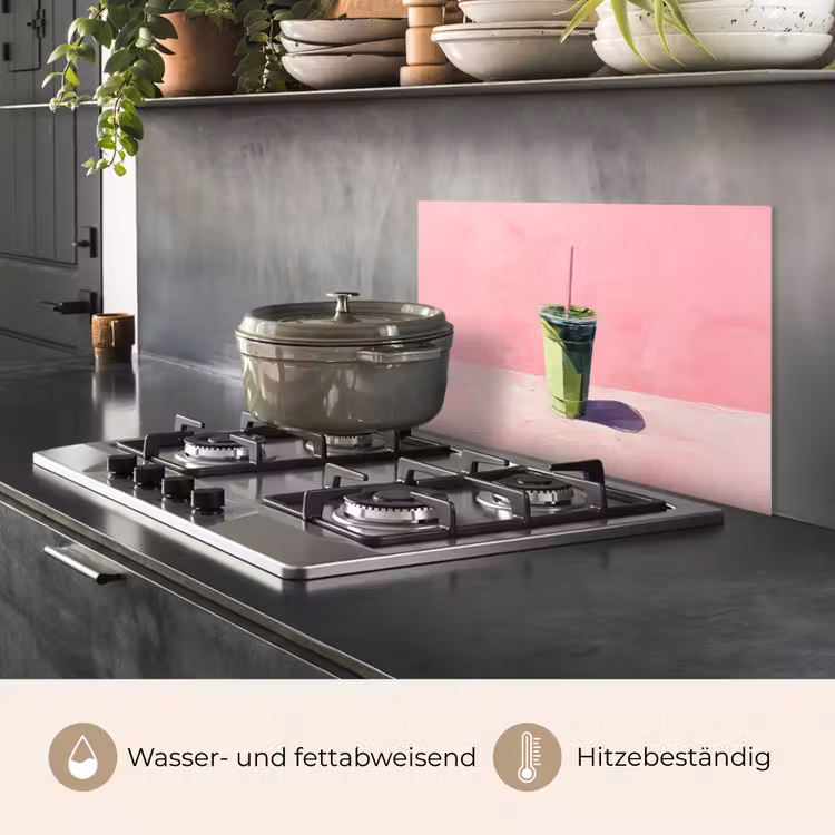 Beker - Rietje - Minimalistisch - Groen keuken achterwand spatscherm klein -usp_DE
