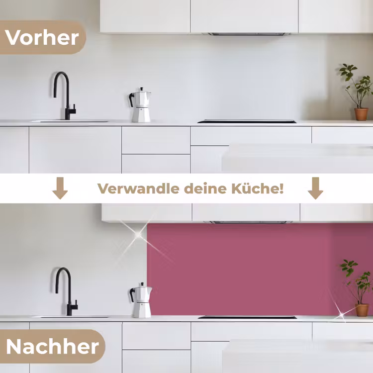 Berry - Roze -Pink keuken achterwand 2 middel 871 -voor-na_DE