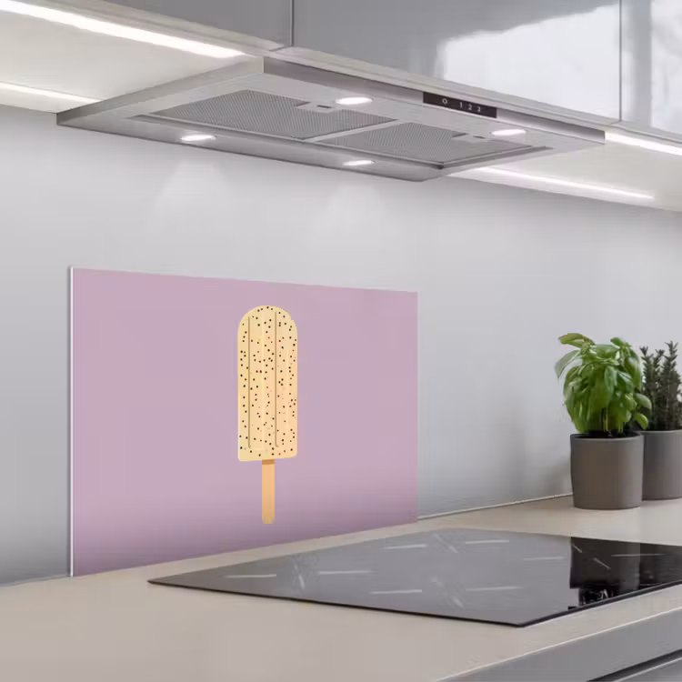 Beige - Ijsje - Spikkels keuken achterwand spatscherm klein -3d_schuin