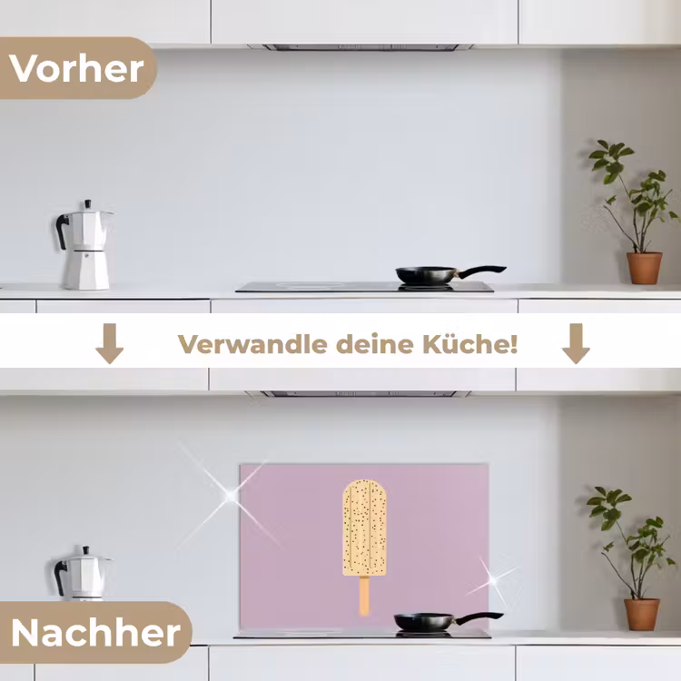 Beige - Ijsje - Spikkels keuken achterwand spatscherm klein -voor_na_DE