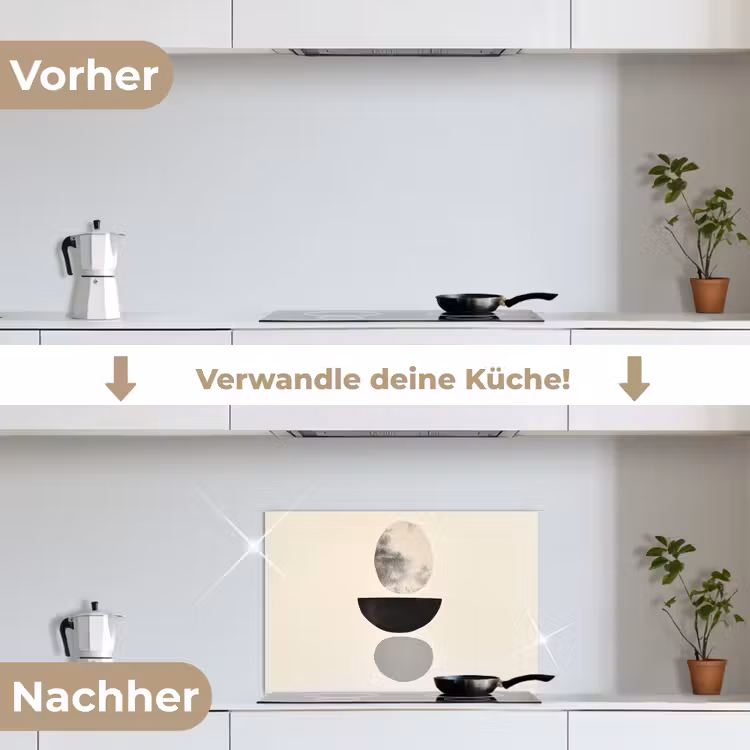 Beige - Japandi - Wabi sabi keuken achterwand spatscherm klein -voor_na_DE