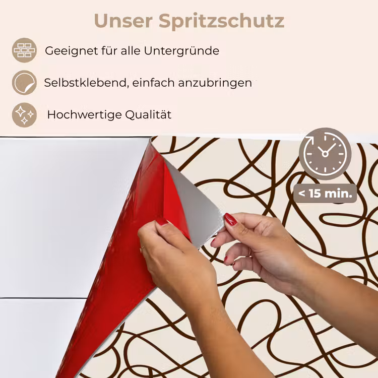 Beige - Lijnen - Donkerbruin keuken achterwand spatscherm klein 900 -spatscherm_DE