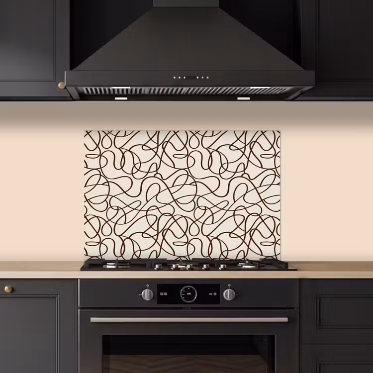 Beige - Lijnen - Donkerbruin keuken achterwand spatscherm klein 900 -sfeer1