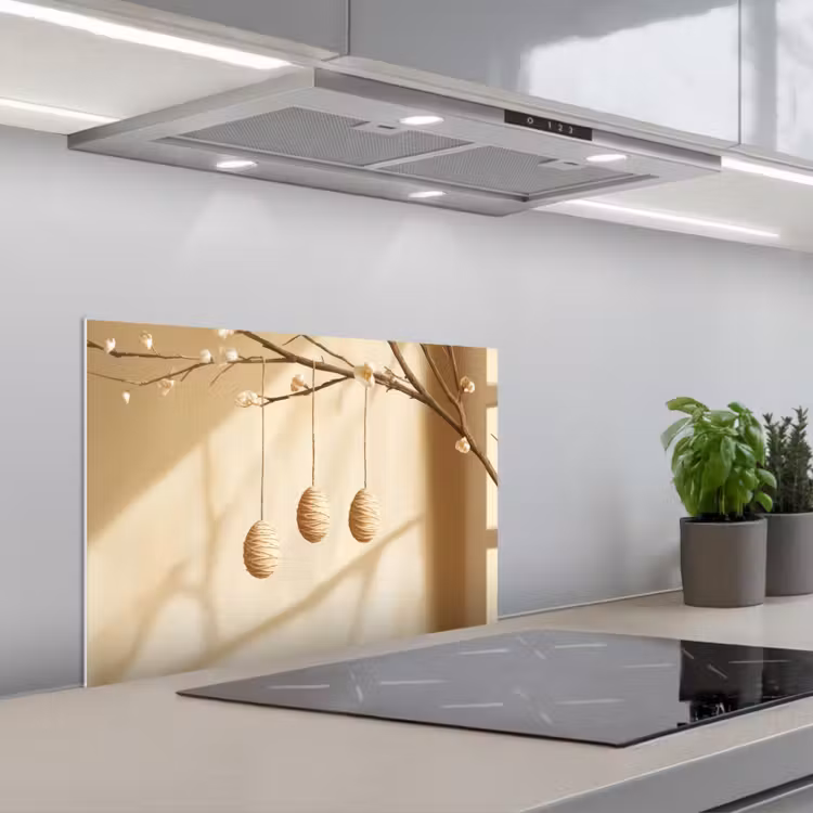 Beige - Paastak - Eieren keuken achterwand spatscherm klein -3d_schuin